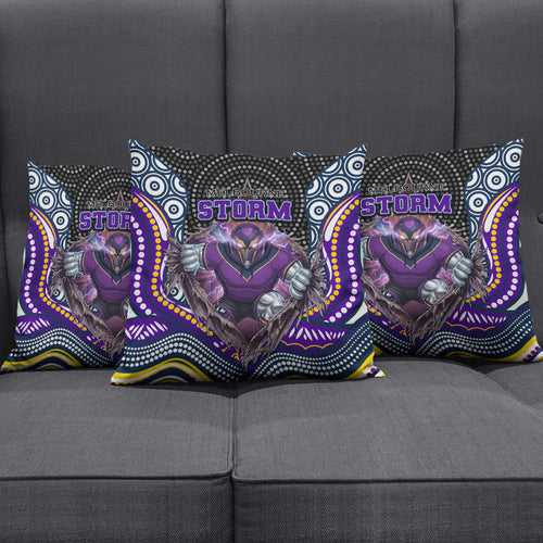 Melbourne Storm Pillow Cover The Scream of Lightning Eyes - Indigenous Dot Ripping Effect
