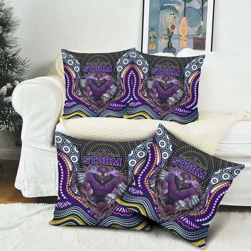 Melbourne Storm Pillow Cover The Scream of Lightning Eyes - Indigenous Dot Ripping Effect