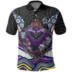 Melbourne Storm Polo Shirt The Scream of Lightning Eyes - Indigenous Dot Ripping Effect
