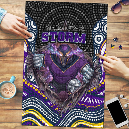 Melbourne Storm Puzzle The Scream of Lightning Eyes - Indigenous Dot Ripping Effect