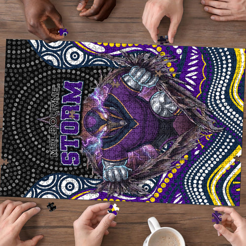 Melbourne Storm Puzzle The Scream of Lightning Eyes - Indigenous Dot Ripping Effect