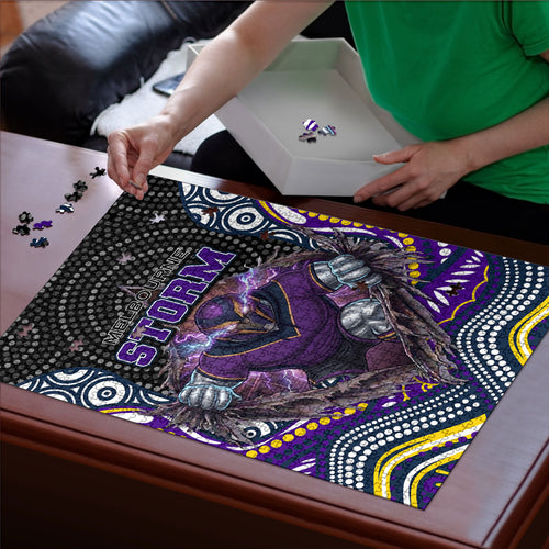 Melbourne Storm Puzzle The Scream of Lightning Eyes - Indigenous Dot Ripping Effect