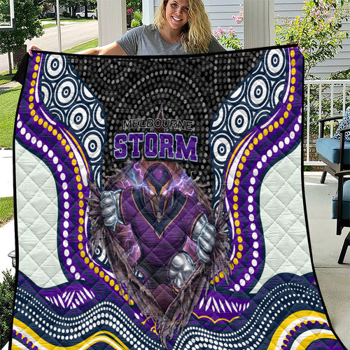 Melbourne Storm Quilt The Scream of Lightning Eyes - Indigenous Dot Ripping Effect