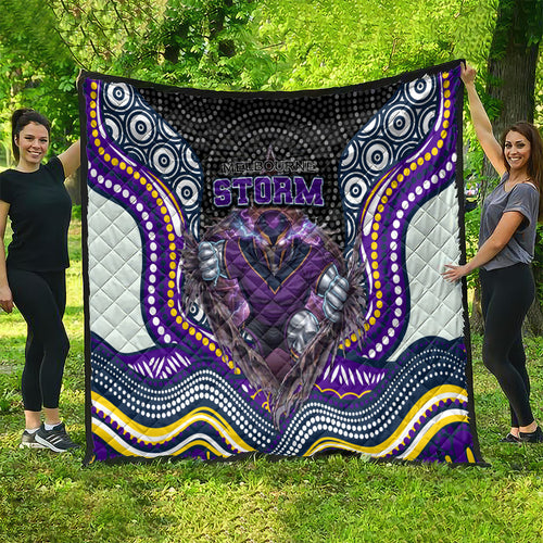 Melbourne Storm Quilt The Scream of Lightning Eyes - Indigenous Dot Ripping Effect