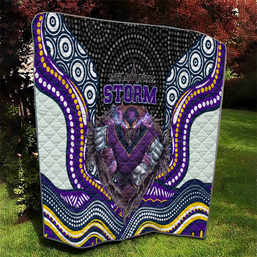 Melbourne Storm Quilt The Scream of Lightning Eyes - Indigenous Dot Ripping Effect
