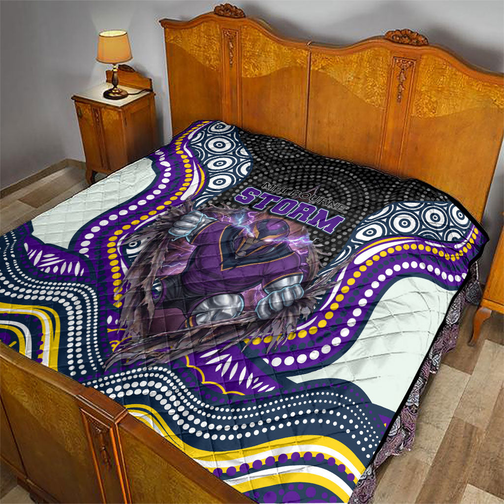 Melbourne Storm Quilt The Scream of Lightning Eyes - Indigenous Dot Ripping Effect