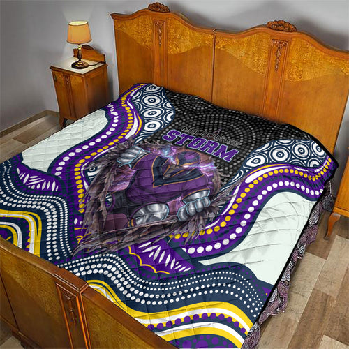 Melbourne Storm Quilt The Scream of Lightning Eyes - Indigenous Dot Ripping Effect
