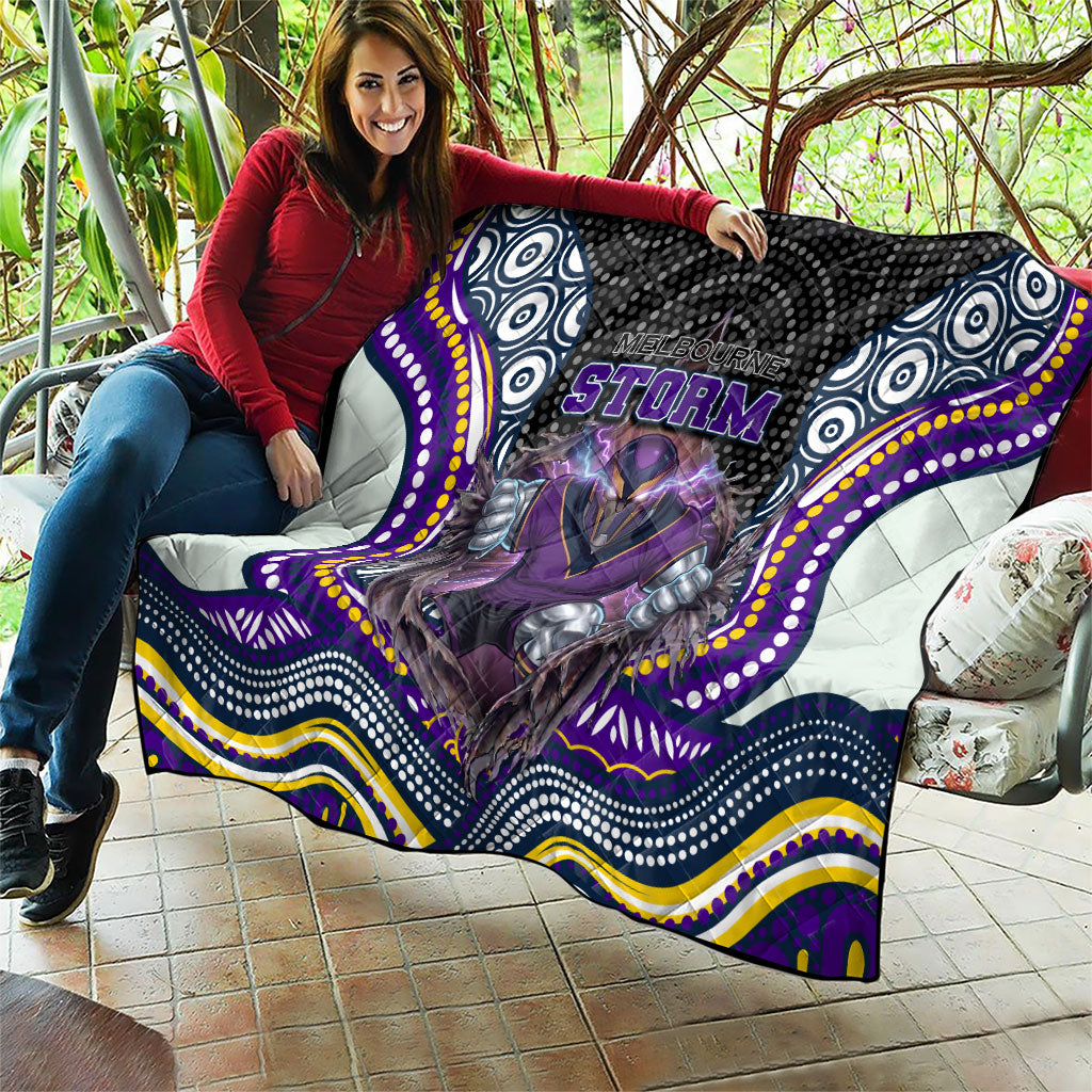 Melbourne Storm Quilt The Scream of Lightning Eyes - Indigenous Dot Ripping Effect