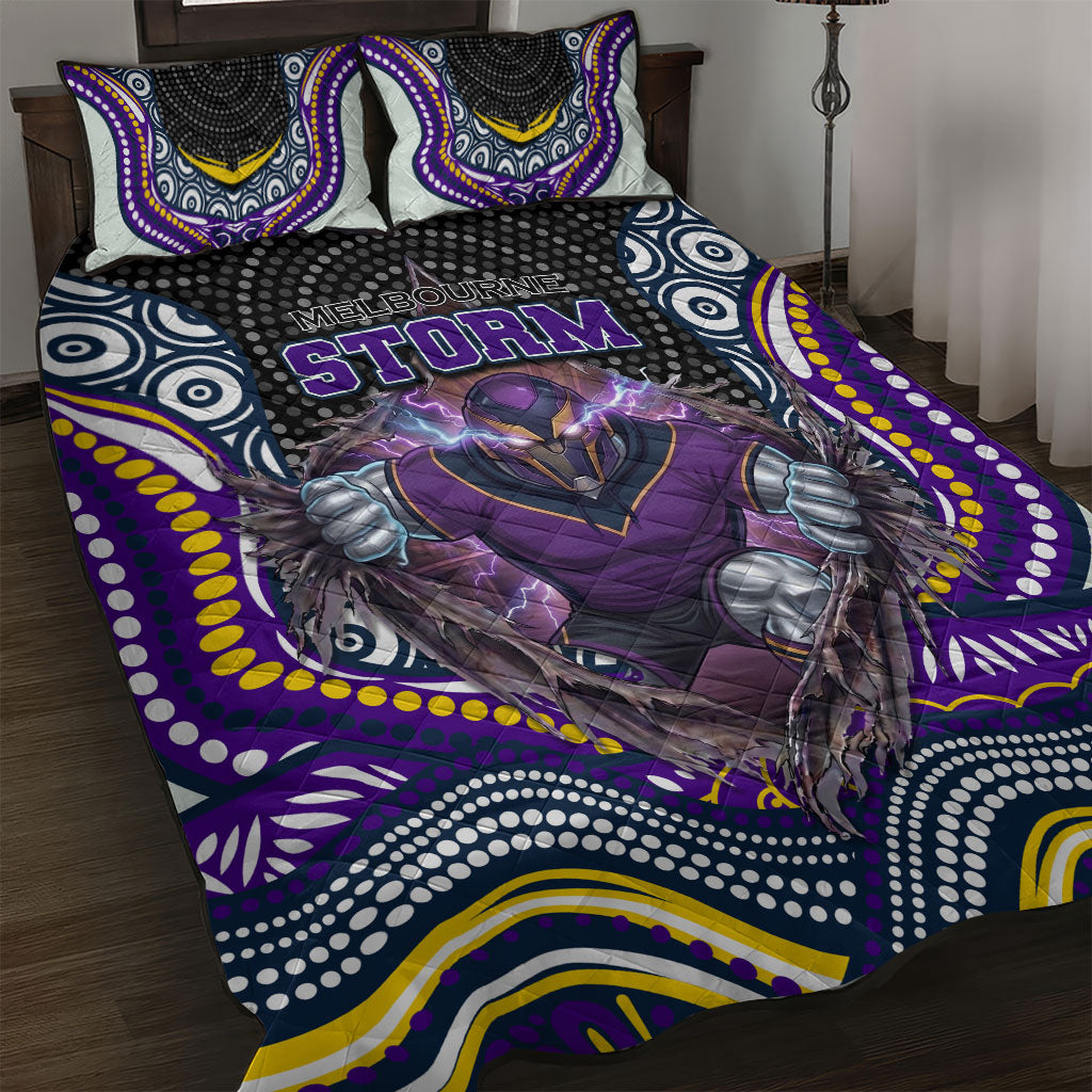 Melbourne Storm Quilt Bed Set The Scream of Lightning Eyes - Indigenous Dot Ripping Effect