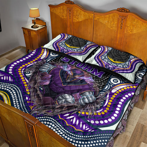 Melbourne Storm Quilt Bed Set The Scream of Lightning Eyes - Indigenous Dot Ripping Effect