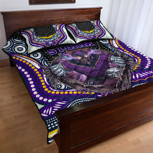 Melbourne Storm Quilt Bed Set The Scream of Lightning Eyes - Indigenous Dot Ripping Effect