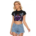 Melbourne Storm Raglan Cropped T Shirt The Scream of Lightning Eyes - Indigenous Dot Ripping Effect
