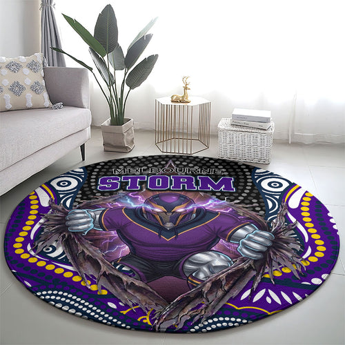 Melbourne Storm Round Carpet The Scream of Lightning Eyes - Indigenous Dot Ripping Effect