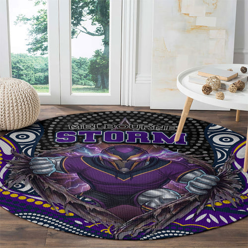 Melbourne Storm Round Carpet The Scream of Lightning Eyes - Indigenous Dot Ripping Effect