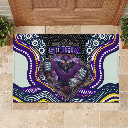Melbourne Storm Rubber Doormat The Scream of Lightning Eyes - Indigenous Dot Ripping Effect