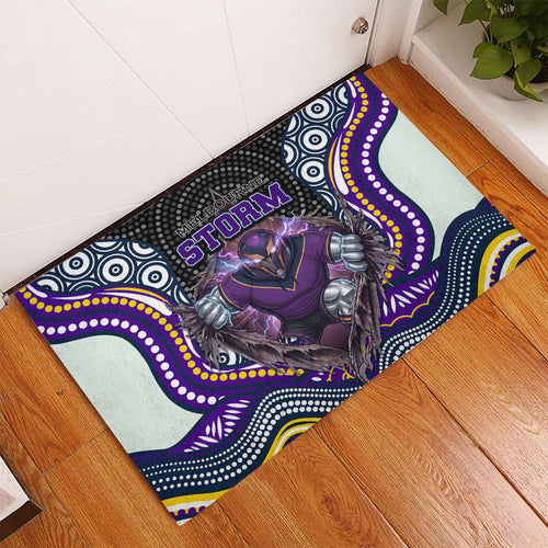 Melbourne Storm Rubber Doormat The Scream of Lightning Eyes - Indigenous Dot Ripping Effect