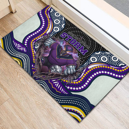 Melbourne Storm Rubber Doormat The Scream of Lightning Eyes - Indigenous Dot Ripping Effect