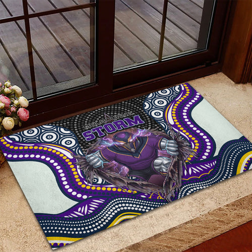 Melbourne Storm Rubber Doormat The Scream of Lightning Eyes - Indigenous Dot Ripping Effect