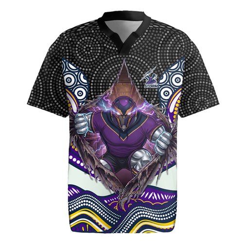 Melbourne Storm Rugby Jersey The Scream of Lightning Eyes - Indigenous Dot Ripping Effect