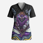 Melbourne Storm Scrub Top The Scream of Lightning Eyes - Indigenous Dot Ripping Effect