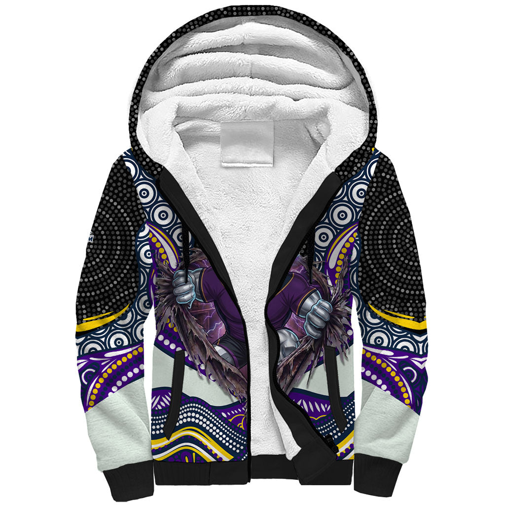 Melbourne Storm Sherpa Hoodie The Scream of Lightning Eyes - Indigenous Dot Ripping Effect