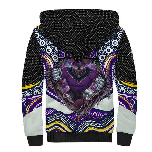 Melbourne Storm Sherpa Hoodie The Scream of Lightning Eyes - Indigenous Dot Ripping Effect