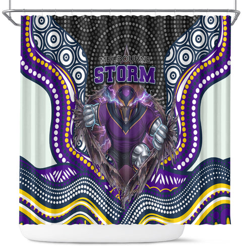 Melbourne Storm Shower Curtain The Scream of Lightning Eyes - Indigenous Dot Ripping Effect