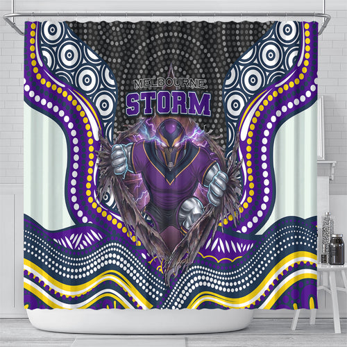 Melbourne Storm Shower Curtain The Scream of Lightning Eyes - Indigenous Dot Ripping Effect