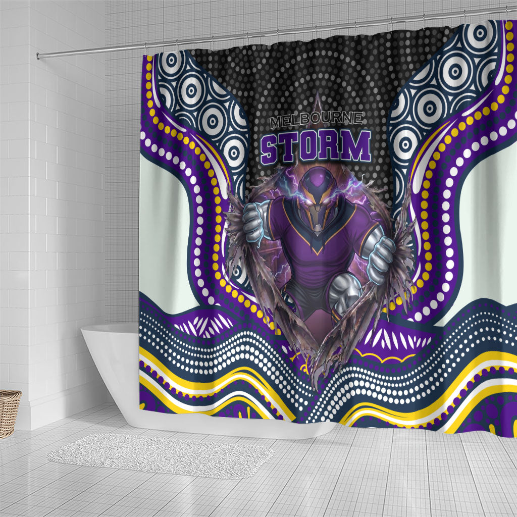 Melbourne Storm Shower Curtain The Scream of Lightning Eyes - Indigenous Dot Ripping Effect