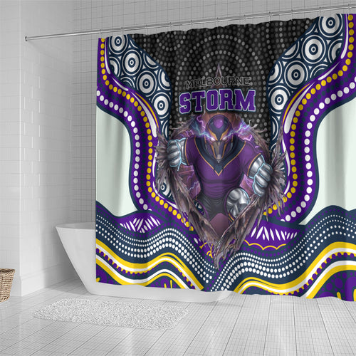 Melbourne Storm Shower Curtain The Scream of Lightning Eyes - Indigenous Dot Ripping Effect