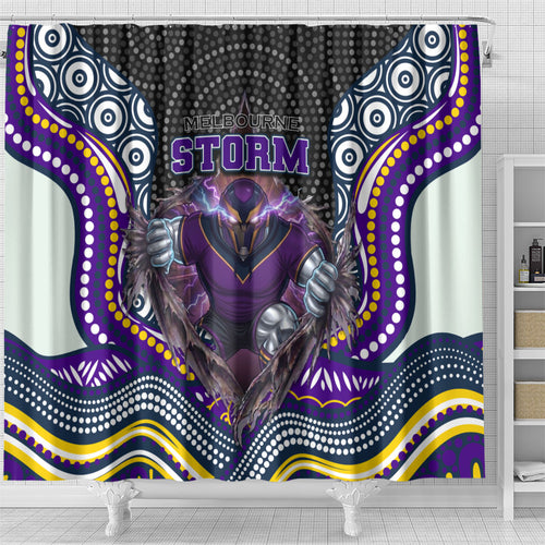 Melbourne Storm Shower Curtain The Scream of Lightning Eyes - Indigenous Dot Ripping Effect
