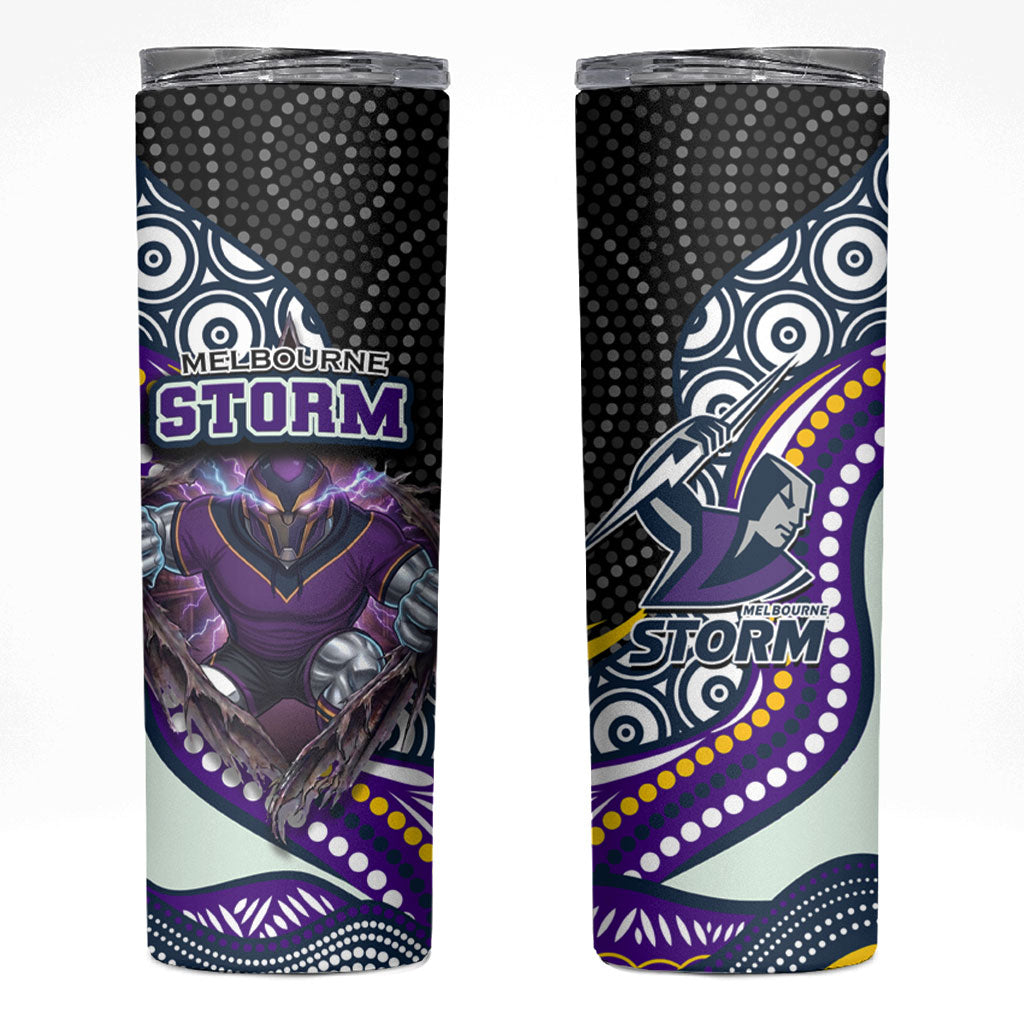 Melbourne Storm Skinny Tumbler The Scream of Lightning Eyes - Indigenous Dot Ripping Effect