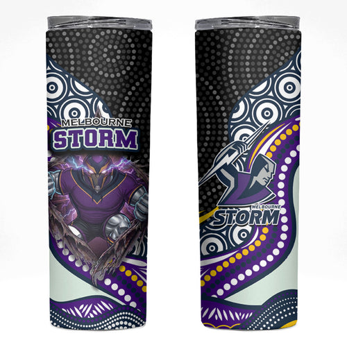 Melbourne Storm Skinny Tumbler The Scream of Lightning Eyes - Indigenous Dot Ripping Effect