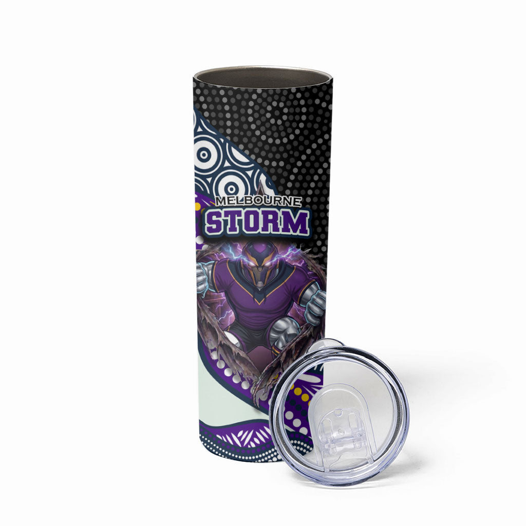 Melbourne Storm Skinny Tumbler The Scream of Lightning Eyes - Indigenous Dot Ripping Effect