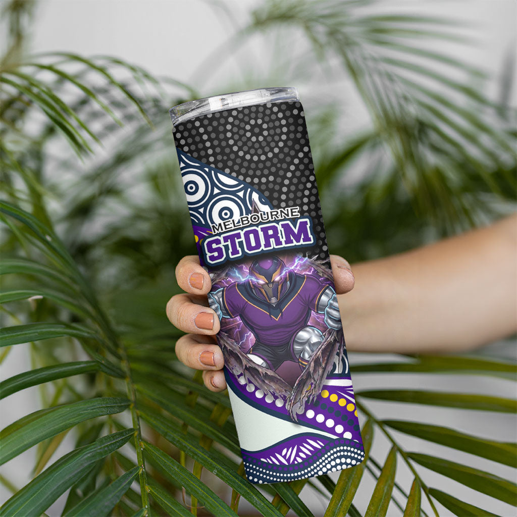 Melbourne Storm Skinny Tumbler The Scream of Lightning Eyes - Indigenous Dot Ripping Effect