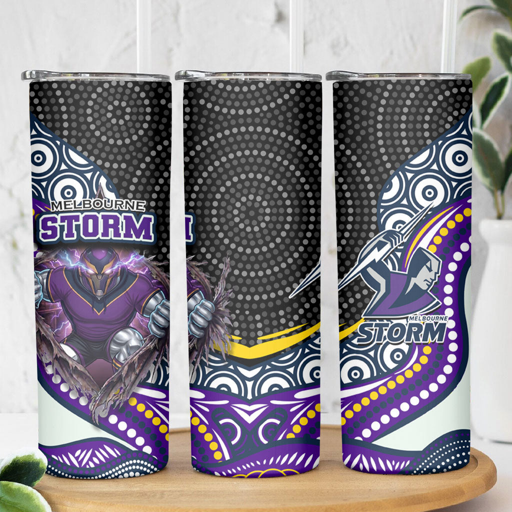 Melbourne Storm Skinny Tumbler The Scream of Lightning Eyes - Indigenous Dot Ripping Effect