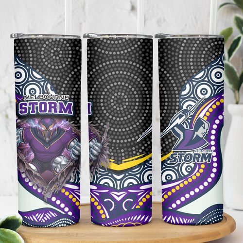 Melbourne Storm Skinny Tumbler The Scream of Lightning Eyes - Indigenous Dot Ripping Effect