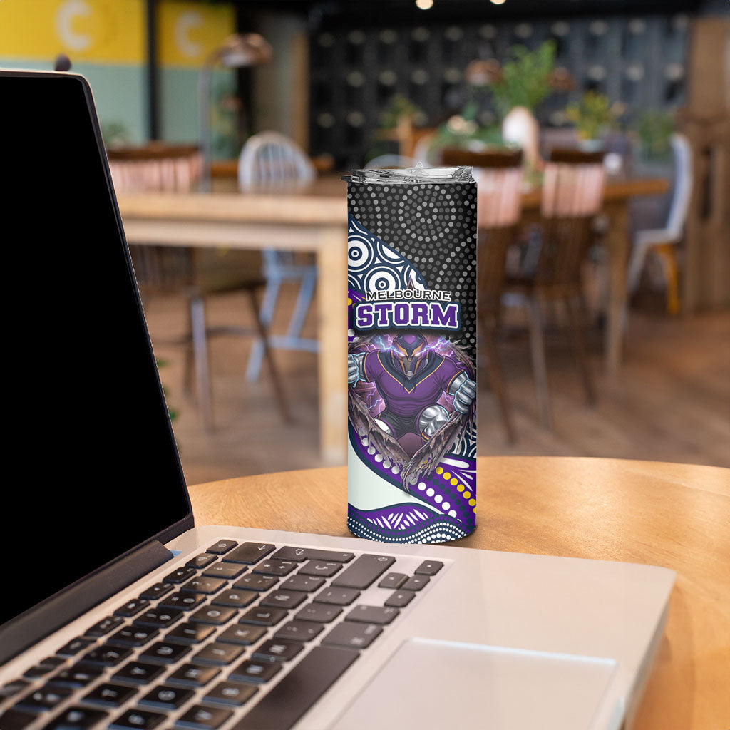 Melbourne Storm Skinny Tumbler The Scream of Lightning Eyes - Indigenous Dot Ripping Effect