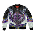 Melbourne Storm Sleeve Zip Bomber Jacket The Scream of Lightning Eyes - Indigenous Dot Ripping Effect