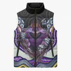 Melbourne Storm Sleeveless Puffer Jacket The Scream of Lightning Eyes - Indigenous Dot Ripping Effect