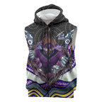 Melbourne Storm Sleeveless Zip Hoodie The Scream of Lightning Eyes - Indigenous Dot Ripping Effect