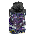 Melbourne Storm Sleeveless Zip Hoodie The Scream of Lightning Eyes - Indigenous Dot Ripping Effect
