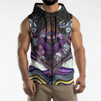 Melbourne Storm Sleeveless Zip Hoodie The Scream of Lightning Eyes - Indigenous Dot Ripping Effect