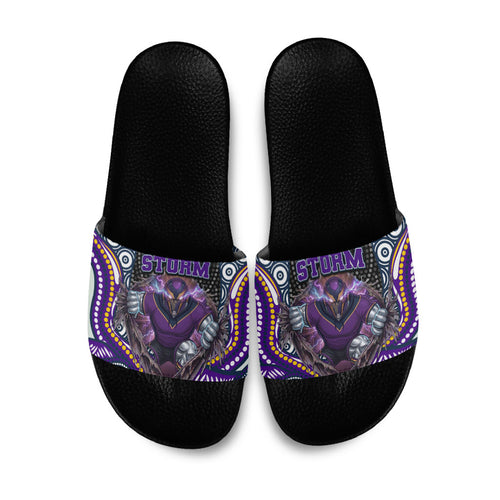 Melbourne Storm Slide Sandals The Scream of Lightning Eyes - Indigenous Dot Ripping Effect