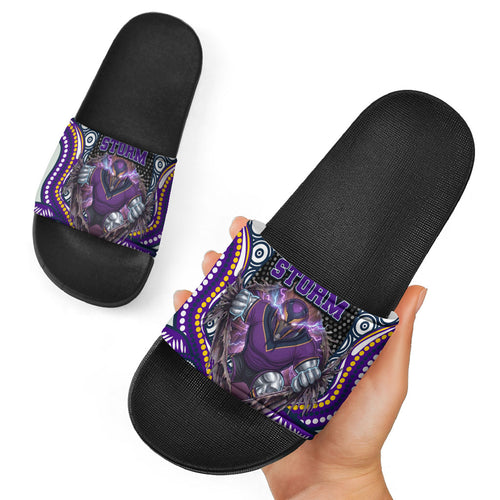 Melbourne Storm Slide Sandals The Scream of Lightning Eyes - Indigenous Dot Ripping Effect