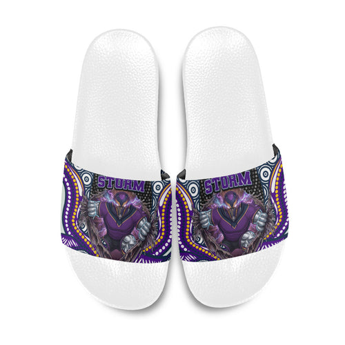 Melbourne Storm Slide Sandals The Scream of Lightning Eyes - Indigenous Dot Ripping Effect