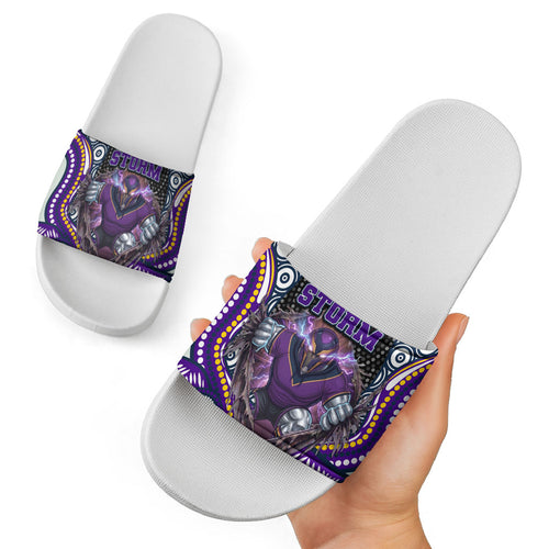 Melbourne Storm Slide Sandals The Scream of Lightning Eyes - Indigenous Dot Ripping Effect