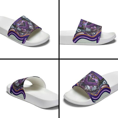 Melbourne Storm Slide Sandals The Scream of Lightning Eyes - Indigenous Dot Ripping Effect