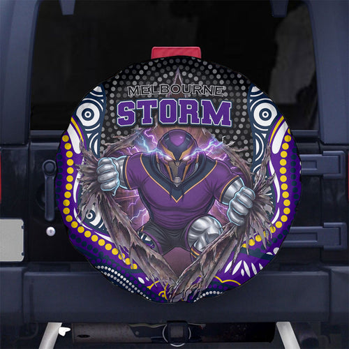 Melbourne Storm Spare Tire Cover The Scream of Lightning Eyes - Indigenous Dot Ripping Effect