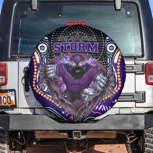 Melbourne Storm Spare Tire Cover The Scream of Lightning Eyes - Indigenous Dot Ripping Effect